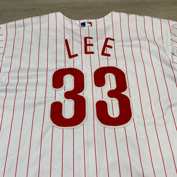Authentic Majestic Coolbase Philadelphia Phillies #33 Pinstripe Jersey Cliff LEE - Picture 4 of 11